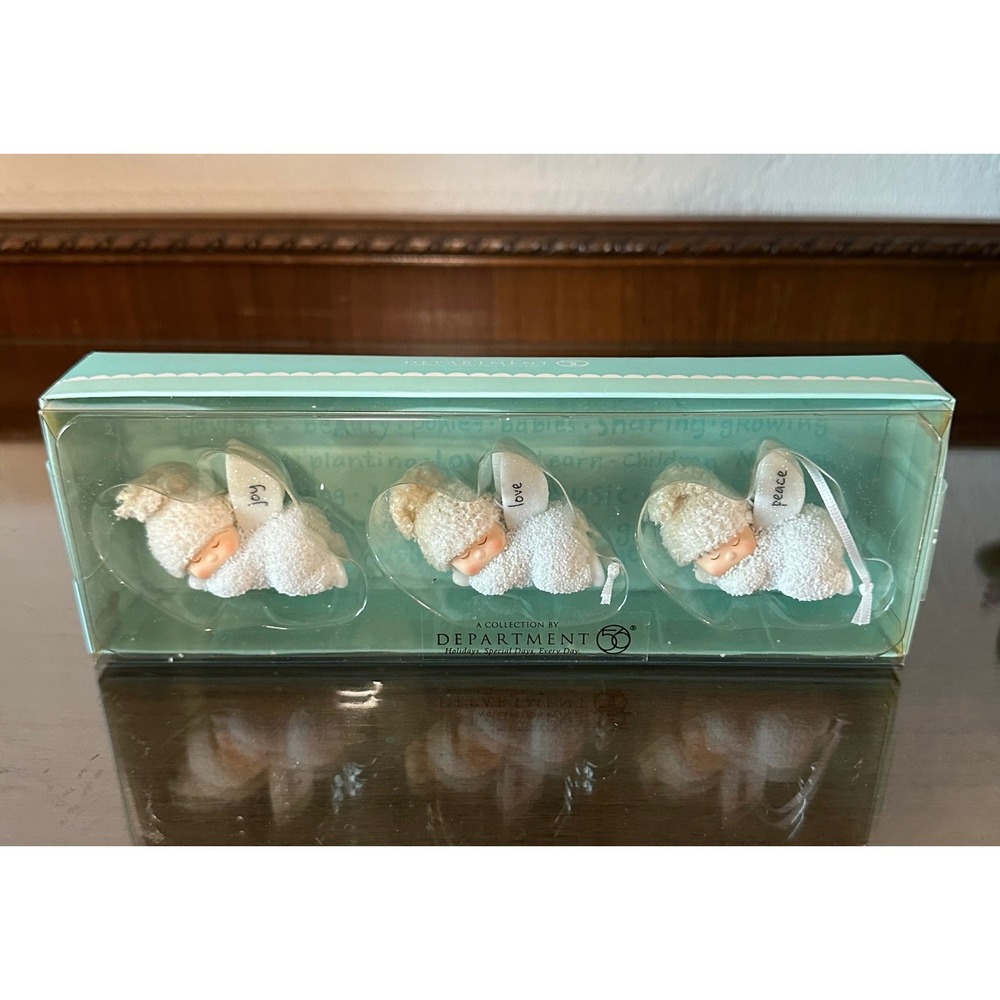 Dept 56 Sleeping Baby Angel Ornaments Set of 3 Joy Love Peace 802002 Target 2008